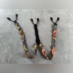 CAS Germany Suspenders Stretchy Elastic w Leather Button-on Silk Red Blue Orange